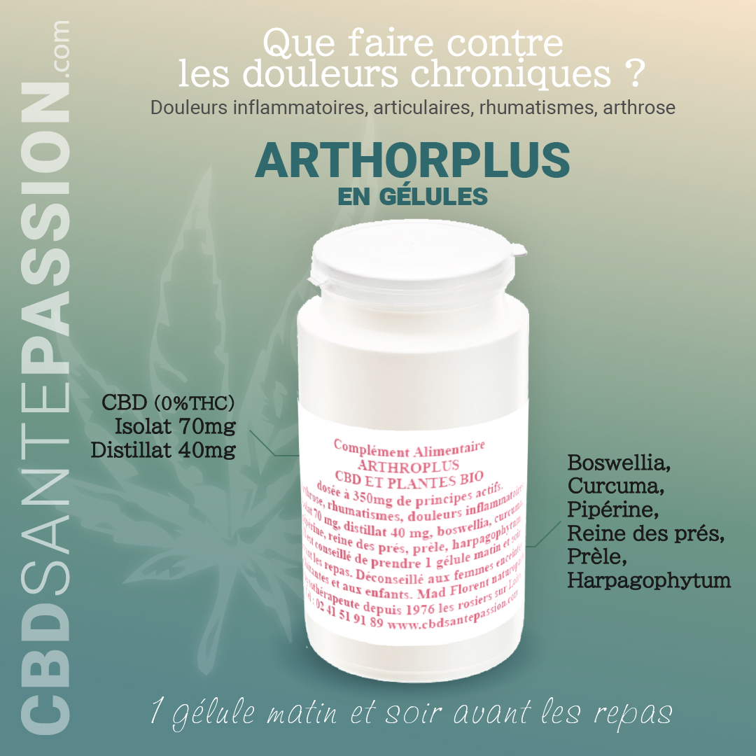 Arthroplus, gélules au cbd contre les douleurs inflammatoires, articulaires, rhumatismes, arthrose